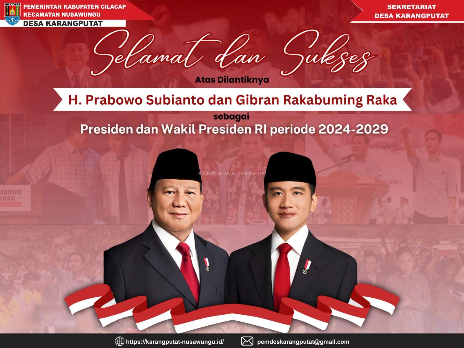 PEMDES KARANGPUTAT UCAPKAN SELAMAT ATAS PELANTIKAN PRABOWO - GIBRAN